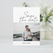 De moderne Minimalistische Foto van het Manuscript Save The Date (Staand voorkant)