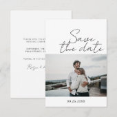 De moderne Minimalistische Foto van het Manuscript Save The Date (Voorkant / Achterkant)