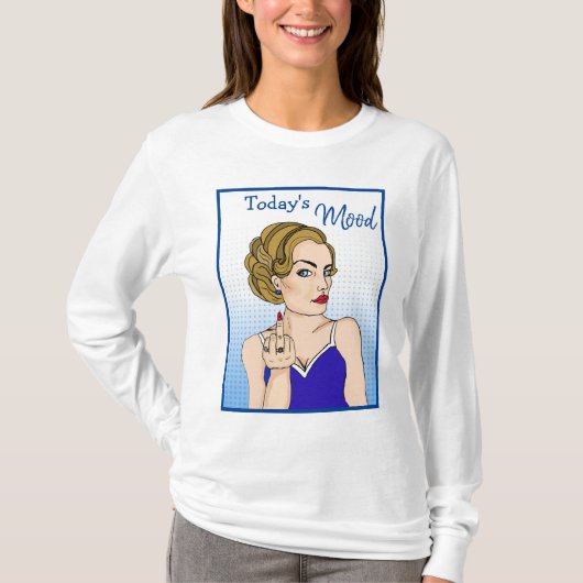 De moderne Mood, Retro Lady die de vogel overspoel T-shirt (Voorkant)