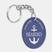 De moderne Naam van de Ankerboot Nautische Douane Sleutelhanger (Voorkant Links)