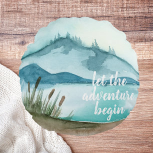 De moderne Natuur van de Waterverf laat het avontu Rond Kussen