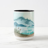 De moderne Natuur van de Waterverf laat het avontu Tweekleurige Koffiemok (Center)