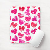 De moderne rode en roze Doodled Hearts Valentijn Muismat (Met muis)