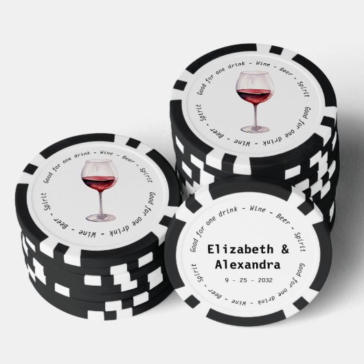 De moderne rode wijn Drink Voucher bruiloft Poker Chips (Opstapeling)