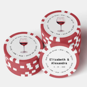 De moderne rode wijn Drink Voucher bruiloft Poker Chips