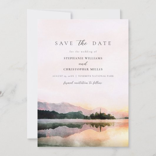 de moderne romantische zonsondergang redt de datum kaart (Voorkant)