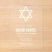 De moderne ster van David Bar Mitswa Acryl Uitnodigingen (Voorkant)