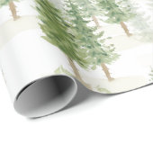 De moderne Waterverf kerstfeestdag groene bomen Cadeaupapier (Rol Hoek)