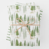 De moderne Waterverf kerstfeestdag groene bomen Inpakpapier Vel (In situ)