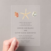 De moderne Waterverf Seashells bruiloft Acryl Uitnodigingen (Insitu (Draagbaar))