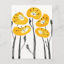 De moderne Yellow Poppies Waterverf Bloemen Briefk Briefkaart