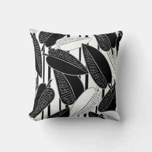 De moderne zwarte ficussenbladeren vatten kussen