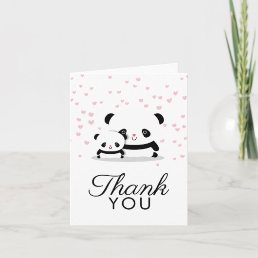 De modieuze Leuke Panda draagt dankt u nota neemt Bedankkaart (Voorkant)