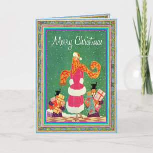 De modieuze mevrouw Claus Feestdagen Kaart