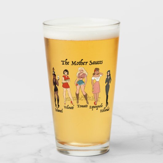 De moeder sauzen pin-up glas (Voorkant gevuld)