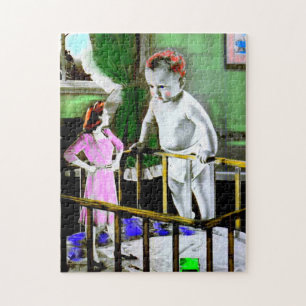 De moeder van 1940 en haar grote baby legpuzzel
