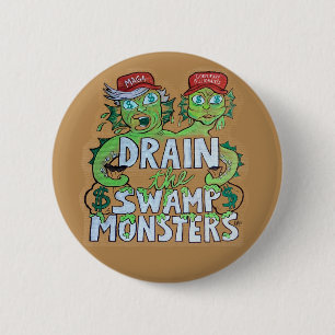 De moerasmonsters leeg laten lopen ronde button 5,7 cm