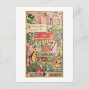 De Mogul Emperor Babur ontvangt de gezanten Oezbee Briefkaart