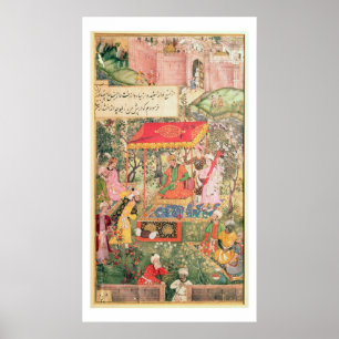 De Mogul Emperor Babur ontvangt de gezanten Oezbee Poster