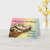De moi, carte d'anniversaire avec un alligator sou (Fleur jaune)