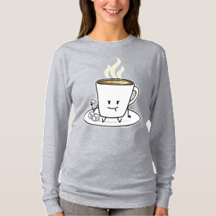 De mok latte koffie die van de koffie de room van t-shirt