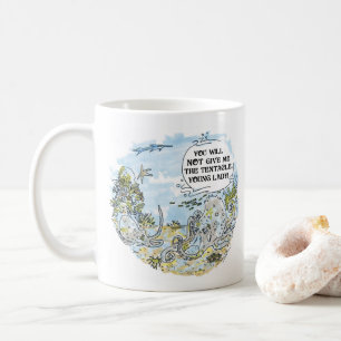 De mok van de de cartoon rechtse koffie van de