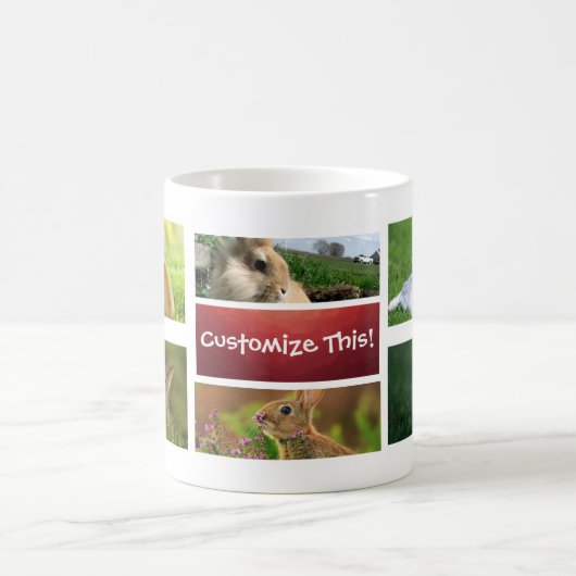 De Mok van de Foto van de Collage van het konijn (Center)