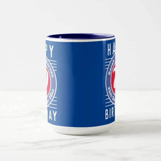 De Mok van de verjaardag met Leeftijd, Naam, & Dat (Midden)