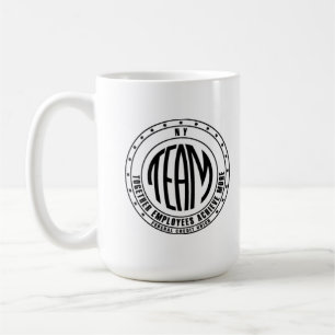 de mok van het werk met logo en werknemersnaam