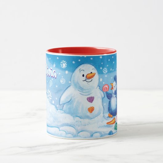 De mok van Kerstmis, PingPing Penguin & Snowman. (Midden)