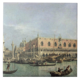 De Molo en de Piazzetta San Marco, Venetië (olie Tegeltje