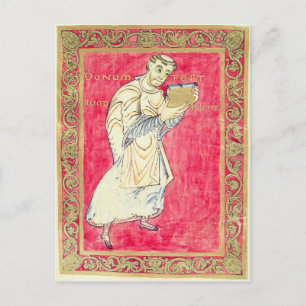 De monnik Ruodprehet presenteert zijn boek Briefkaart