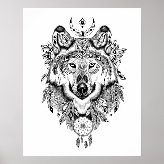 De Monochrome Wolf Poster (Voorkant)