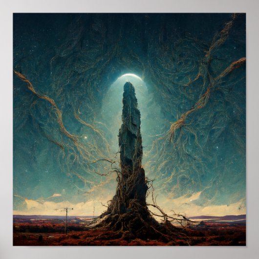 De monoliet 2 Fantasy Sci-Fi Art Poster (Voorkant)