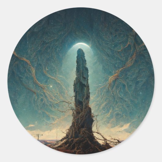 De monoliet 2 Fantasy Sci-Fi Art Ronde Sticker (Voorkant)