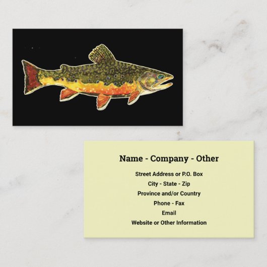 De mooie Brook-forel, de Fisherman-forel Visitekaartje (Voorkant / Achterkant)