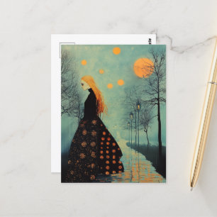 De mooie dame met rood haar heeft vele manen briefkaart