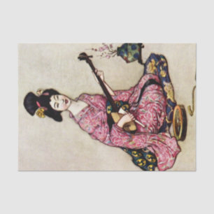 “De mooie danseres van Yedo” door Warwick Goble Tissuepapier