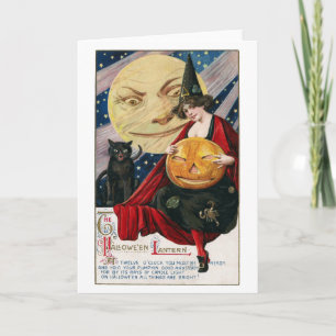 De Mooie Heks van vintage Halloween, Maan en Kaart