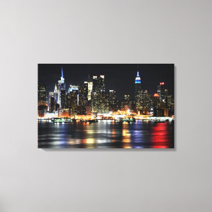 De mooie Lichten die van de Nacht van New York op Canvas Afdruk