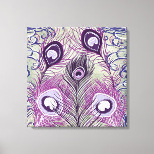 De mooie Paarse Pauw bevedert Elegant Ontwerp Canvas Afdruk