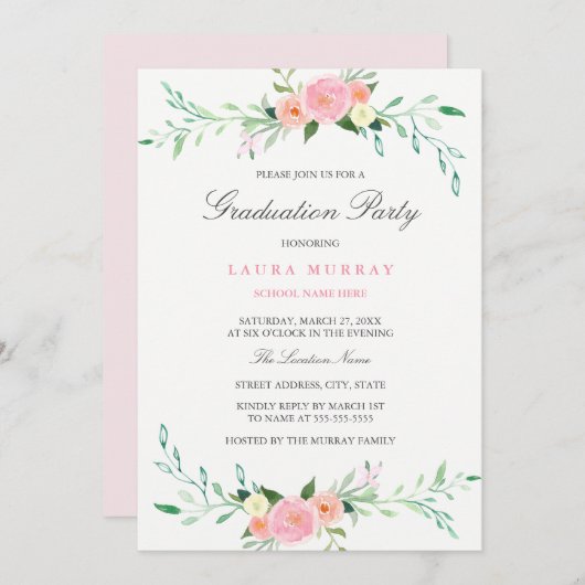 De mooie Roze Uitnodiging van de Partij van (Voorkant / Achterkant)