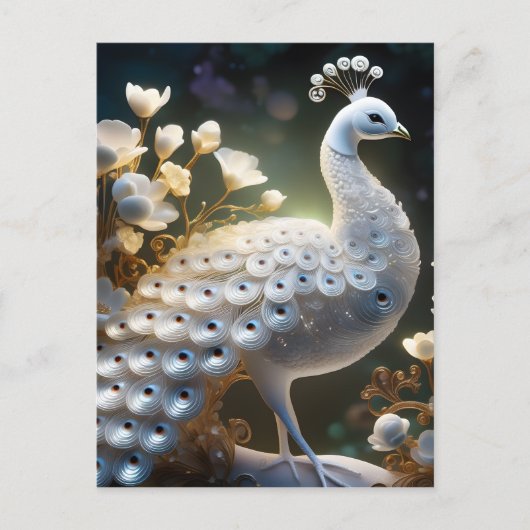 De mooie witte pauw is samensmeltende luminesc briefkaart (Voorkant)