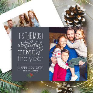 De mooiste blauwe foto van Time Slate Blue Feestdagenkaart