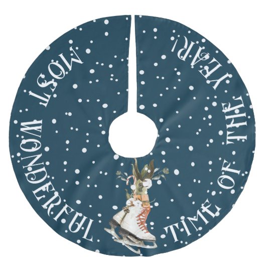 De mooiste tijd van het jaar, ijsachtige Schaatsen Kerstboom Rok (Voorkant)