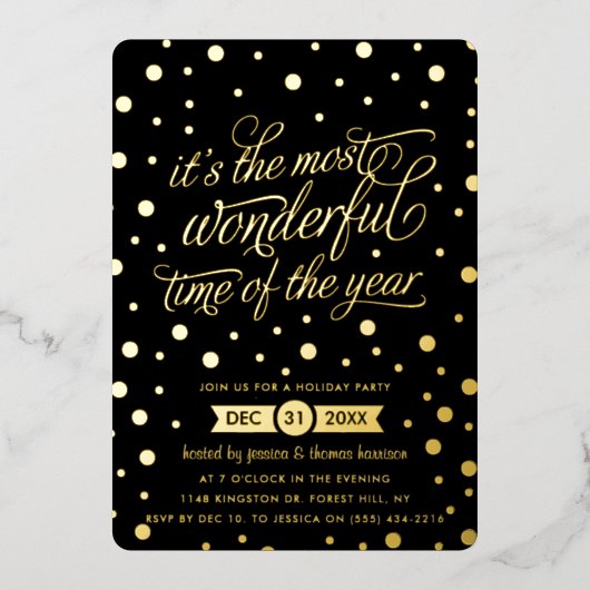 De mooiste tijd van het jaar kerst echt folie uitnodiging (Voorkant)