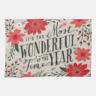 De mooiste tijd van het jaar vakantie Bloemen Theedoek