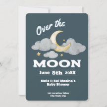 De Moon Blue Baby shower Custom Invitation