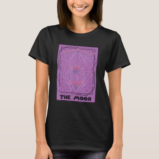 De Moon Tarot Kaart Moon faseert Mystische Kaarten T-shirt (Voorkant)