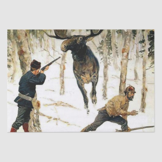De Moose Hunt door Frederic Remington Tissuepapier (Voorkant)